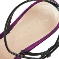 Marco de Vincenzo Purple Woven Satin Ankle Strap Flats Size 39
