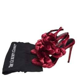 Marco de Vincenzo Red Braided Velvet Ankle Strap Sandals Size 38