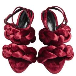 Marco de Vincenzo Red Braided Velvet Ankle Strap Sandals Size 38