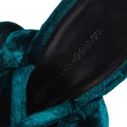 Marco de Vincenzo Teal Green Velvet Braided Ankle Strap Sandals Size 38
