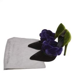 Pre Owned Marco de Vincenzo Multicolor Velvet Braided Strap Pumps Size 37.5