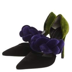 Pre Owned Marco de Vincenzo Multicolor Velvet Braided Strap Pumps Size 37.5
