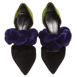 Pre Owned Marco de Vincenzo Multicolor Velvet Braided Strap Pumps Size 37.5