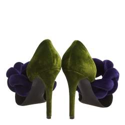 Pre Owned Marco de Vincenzo Multicolor Velvet Braided Strap Pumps Size 37.5