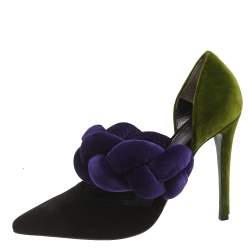 Pre Owned Marco de Vincenzo Multicolor Velvet Braided Strap Pumps Size 37.5