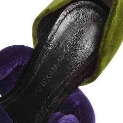 Pre Owned Marco de Vincenzo Multicolor Velvet Braided Strap Pumps Size 37.5