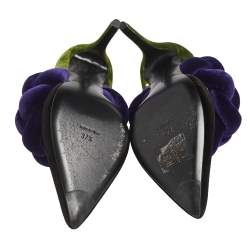 Pre Owned Marco de Vincenzo Multicolor Velvet Braided Strap Pumps Size 37.5