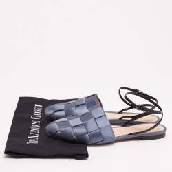 Marco de Vincenzo Blue Satin Ankle Strap Flats Size 39