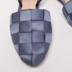 Marco de Vincenzo Blue Satin Ankle Strap Flats Size 39