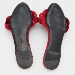 Marco de Vincenzo Red Velvet Braided Flat Slide Sandals Size 39