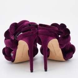Marco de Vincenzo Plum Purple Braided Velvet Ankle Strap Sandals Size 38