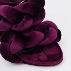 Marco de Vincenzo Plum Purple Braided Velvet Ankle Strap Sandals Size 38