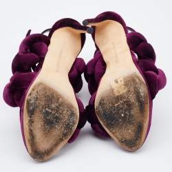 Marco de Vincenzo Plum Purple Braided Velvet Ankle Strap Sandals Size 38