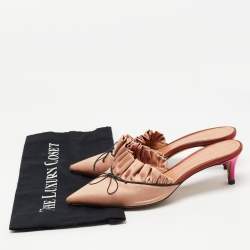 Marco de vincenzo Beige Satin Pointed Toe Mules Size 39