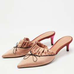 Marco de vincenzo Beige Satin Pointed Toe Mules Size 39