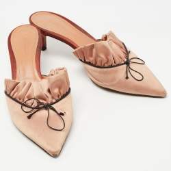 Marco de vincenzo Beige Satin Pointed Toe Mules Size 39