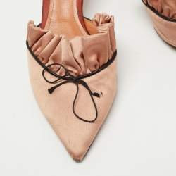 Marco de vincenzo Beige Satin Pointed Toe Mules Size 39