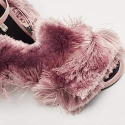 Marco De Vincenzo Pink Satin and Leather Fringed Slingback Sandals Size 38