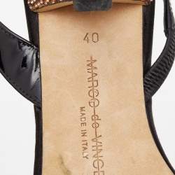 Marco de vincenzo Black Patent Embellished Slingback Sandals Size 40
