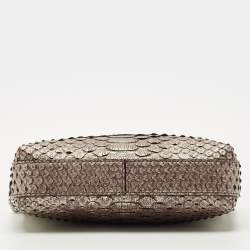 Pre Owned Maria Oliver Brown Python Double Zip Crossbody Bag