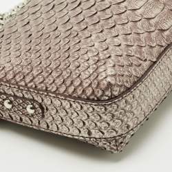 Pre Owned Maria Oliver Brown Python Double Zip Crossbody Bag