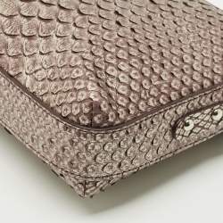 Pre Owned Maria Oliver Brown Python Double Zip Crossbody Bag
