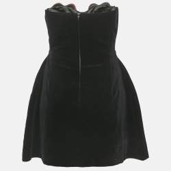 Marianna Senchina Black Velvet Heart Studded Strapless Mini Dress M