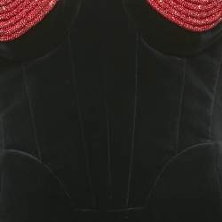 Marianna Senchina Black Velvet Heart Studded Strapless Mini Dress M