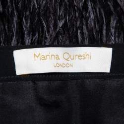 Pre Owned Marina Qureshi Black Silk Feather Trim Detail Mini Skirt L