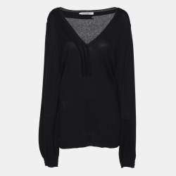 مملوكة مسبقًا Marina Rinaldi Navy Blue Silk Knit Full Sleeve Sweater L