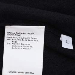 مملوكة مسبقًا Marina Rinaldi Navy Blue Silk Knit Full Sleeve Sweater L