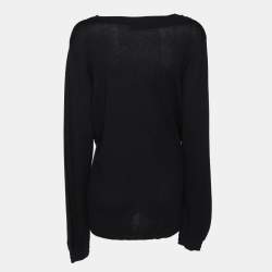 مملوكة مسبقًا Marina Rinaldi Navy Blue Silk Knit Full Sleeve Sweater L