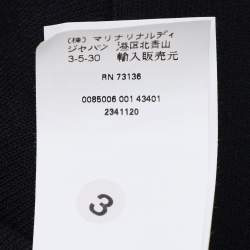 Pre Owned كارديجان مارينا رينالدي كحلي/أبيض محبوك مضلع بحزام مقاس كبير