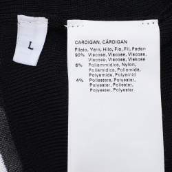 Pre Owned كارديجان مارينا رينالدي كحلي/أبيض محبوك مضلع بحزام مقاس كبير