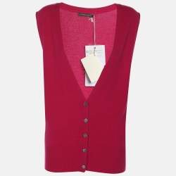 Pre Owned Marina Rinaldi Pink Cashmere Knit Waistcoat XL