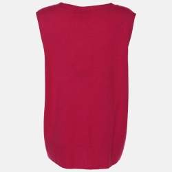 Pre Owned Marina Rinaldi Pink Cashmere Knit Waistcoat XL