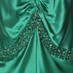 Pre Owned Marina Rinaldi Green Silk Embellished Tops L