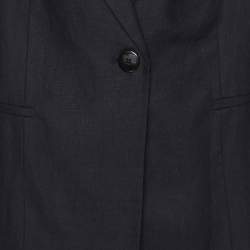 Pre Owned Marina Rinaldi Navy Blue Linen Single Breasted Blazer L