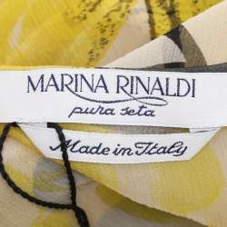 مملوكة مسبقًا بلوزة شيفون مارينا رينالدي بطبعة زهرة دوار الشمس أصفر/أسود مقاس كبير