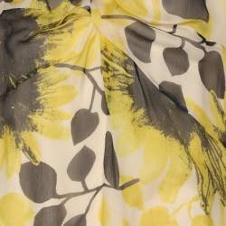 مملوكة مسبقًا بلوزة شيفون مارينا رينالدي بطبعة زهرة دوار الشمس أصفر/أسود مقاس كبير