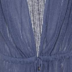 Pre Owned كارديجان فوياج مارينا رينالدي أزرق كتان محبوك بحزام مقاس كبير