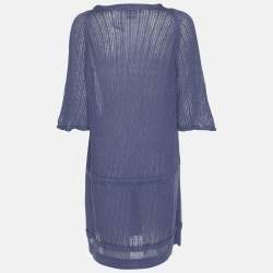 Pre Owned كارديجان فوياج مارينا رينالدي أزرق كتان محبوك بحزام مقاس كبير