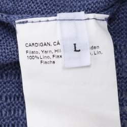 Pre Owned كارديجان فوياج مارينا رينالدي أزرق كتان محبوك بحزام مقاس كبير