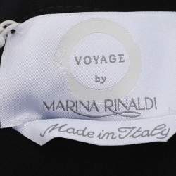 Pre Owned Voyage by Marina Rinaldi Black Crepe Pleated Neck Midi Dress L