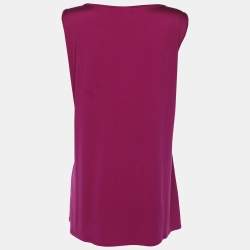 مملوكة مسبقًا Marina Rinaldi Purple Jersey Gathered Front Top L