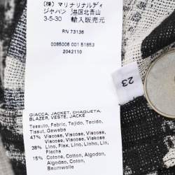 Pre Owned بليزر مارينا رينالدي أسود/أوف وايت بطبعة مربعات مزيج كتان بحزام مقاس متوسط