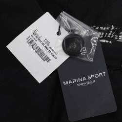 Pre Owned Marina Sport by Marina Rinaldi Black/White Chiffon Square Neck Tops L