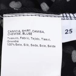 Pre Owned Marina Rinaldi Dark Grey Polk Dots Print Chiffon Ruffle Neck Tops L