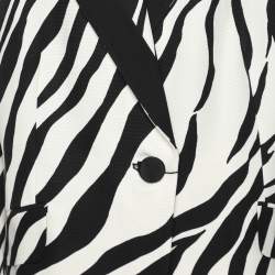 Pre Owned Marina Rinaldi Black/White Zebra Print Single Breasted Coat L