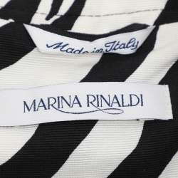 Pre Owned Marina Rinaldi Black/White Zebra Print Single Breasted Coat L